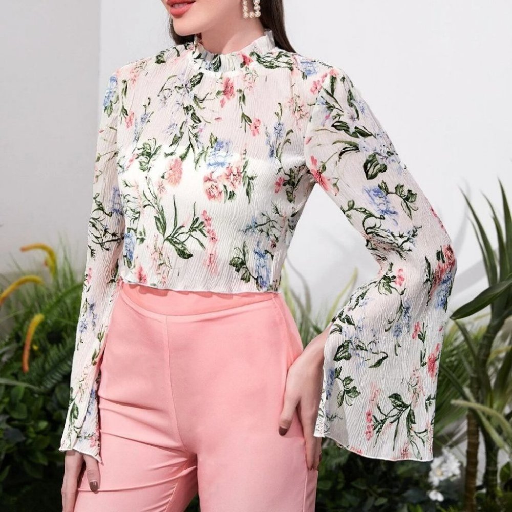 Floral print long sleeved blouses - Picture 5 of 5